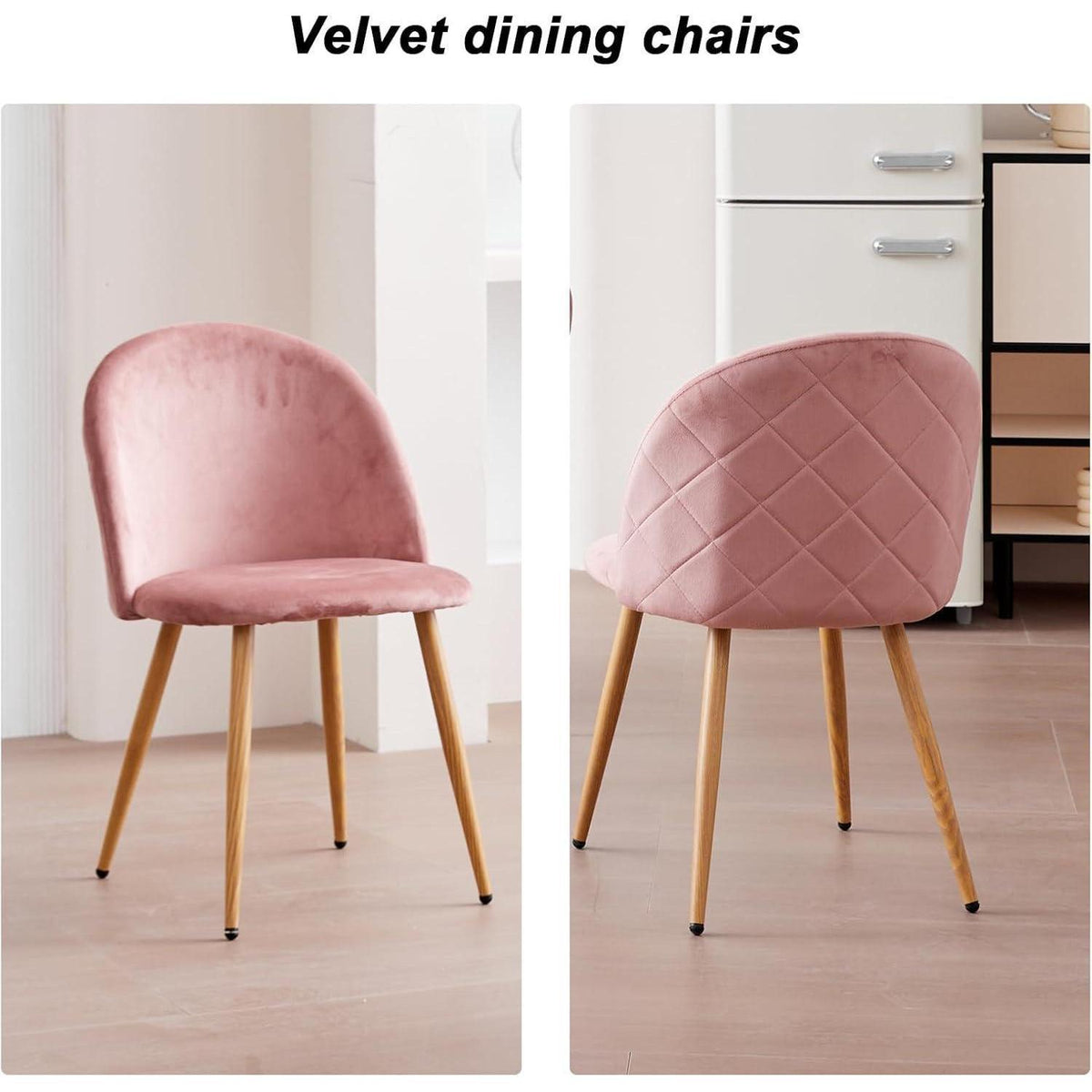 Samt Esszimmerstühle Set (Rosa, 4er-Set) – Modern & Komfortabel