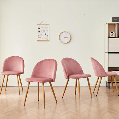 Samt Esszimmerstühle Set (Rosa, 4er-Set) – Modern & Komfortabel