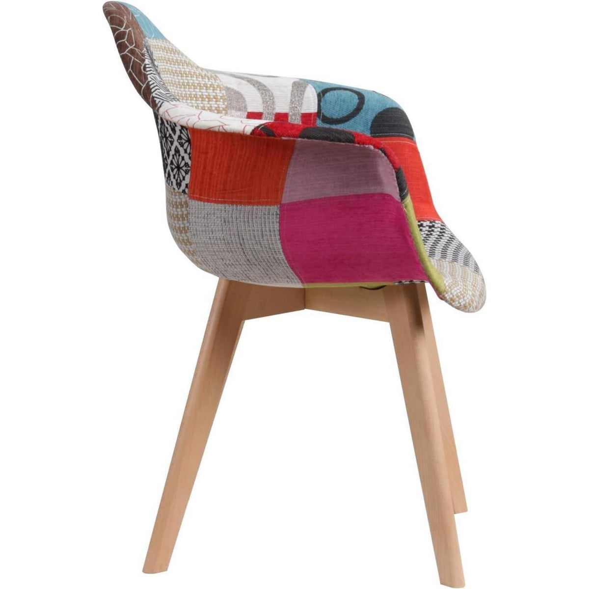 2 Esszimmerstühle Patchwork-Stoff mit Armlehnen, Rot