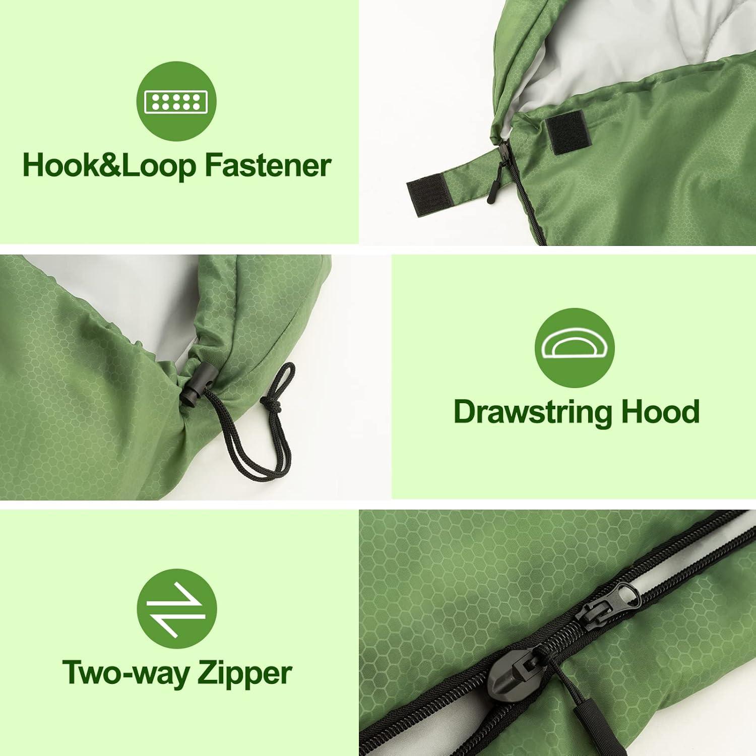 Forceatt Schlafsack 3/4 Jahreszeiten Sommer Grün 20°C 1.2KG