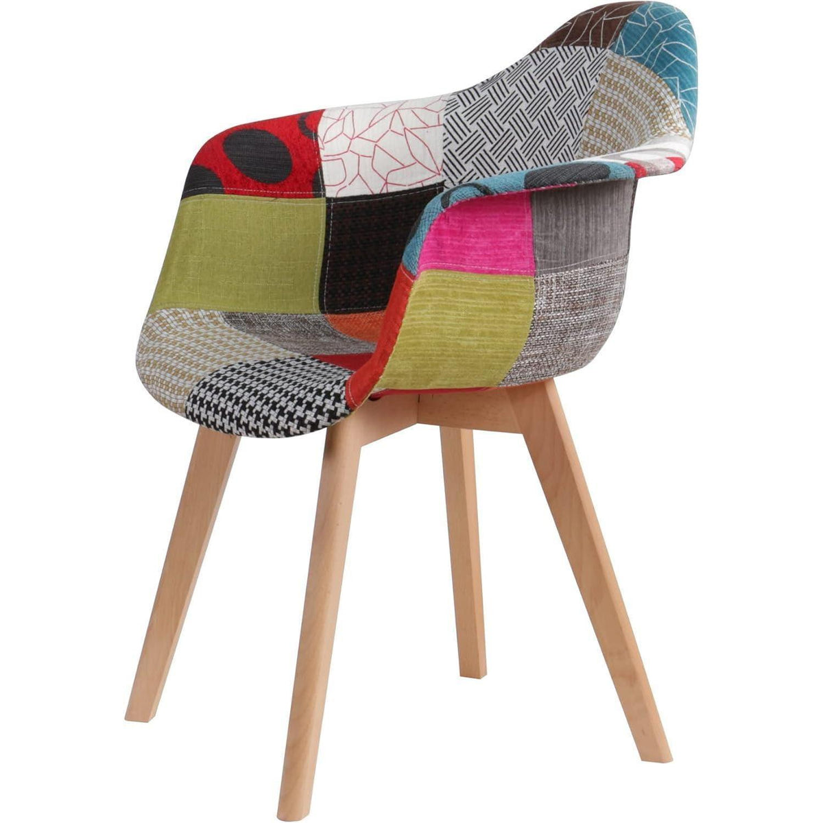 Patchwork Esszimmerstühle mit Armlehnen - 4er Set Rot