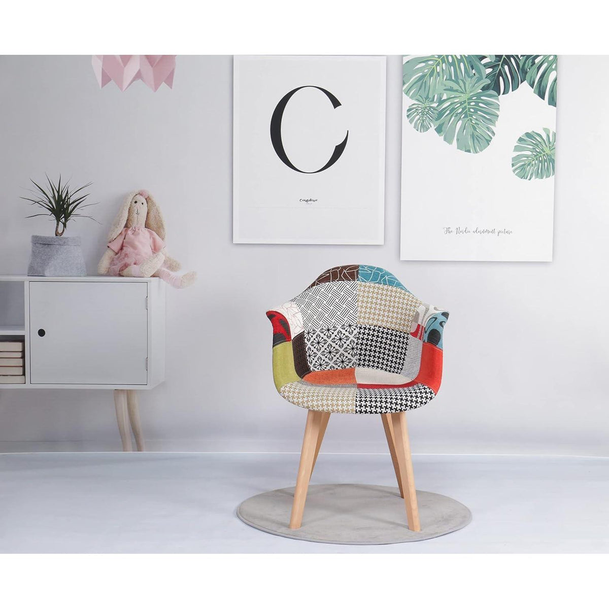Patchwork Esszimmerstühle mit Armlehnen - 4er Set Rot