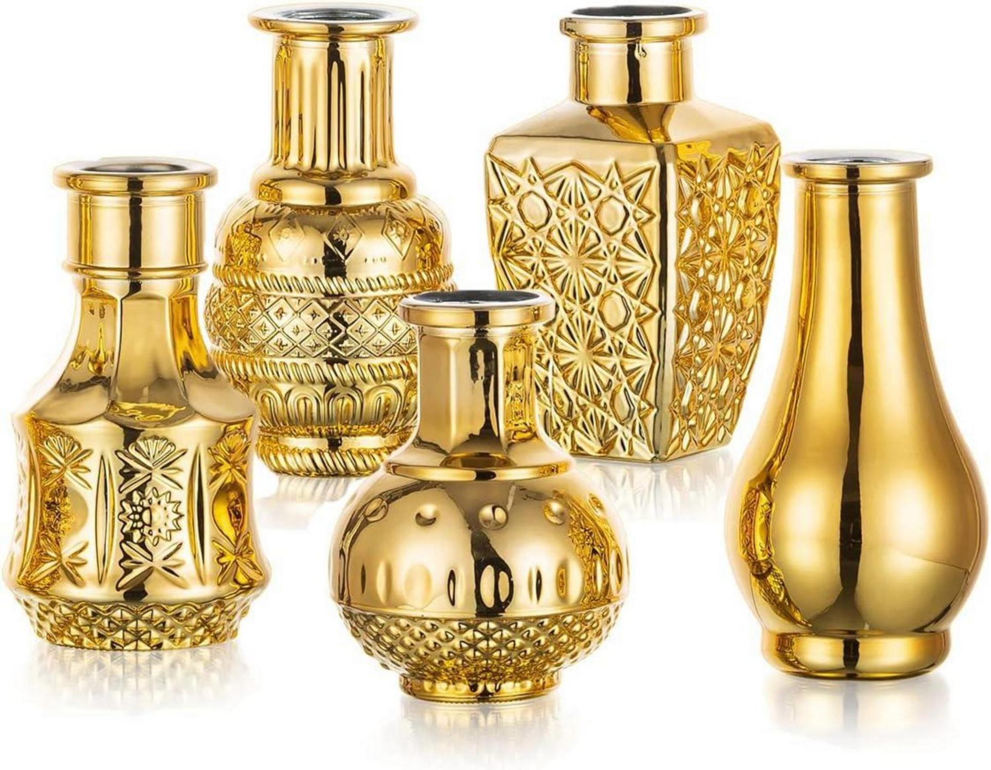 Goldene Blumenvasen Set 5-teilig Glas Vasen modern dekorativ