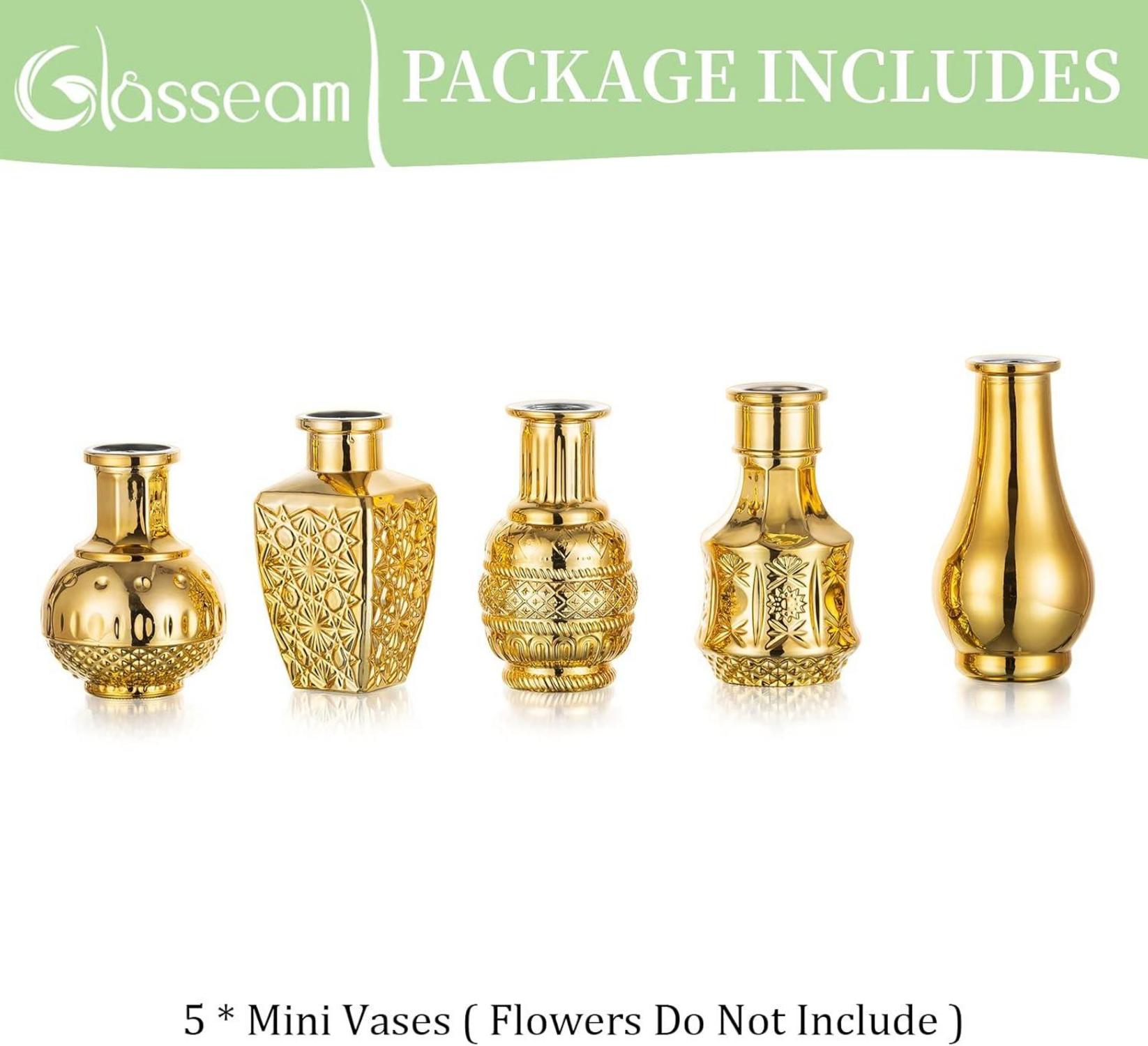 Moderne Goldene Glasvase Set 5tlg. Für Blumen Deko Hochzeit