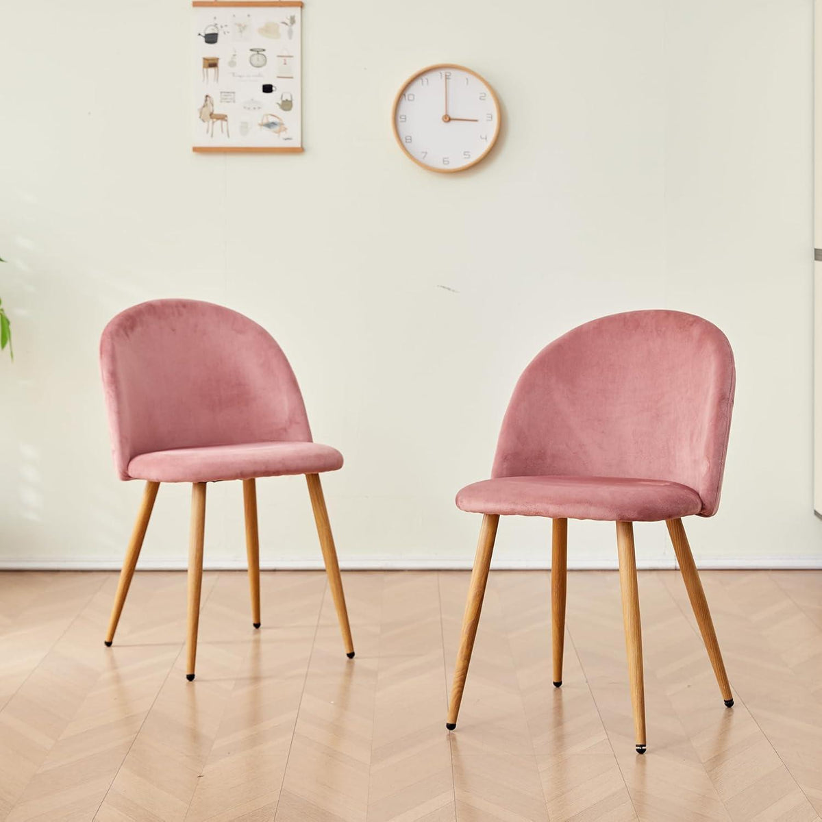 Samt Esszimmerstühle Set (Rosa) – Modern & Komfortabel