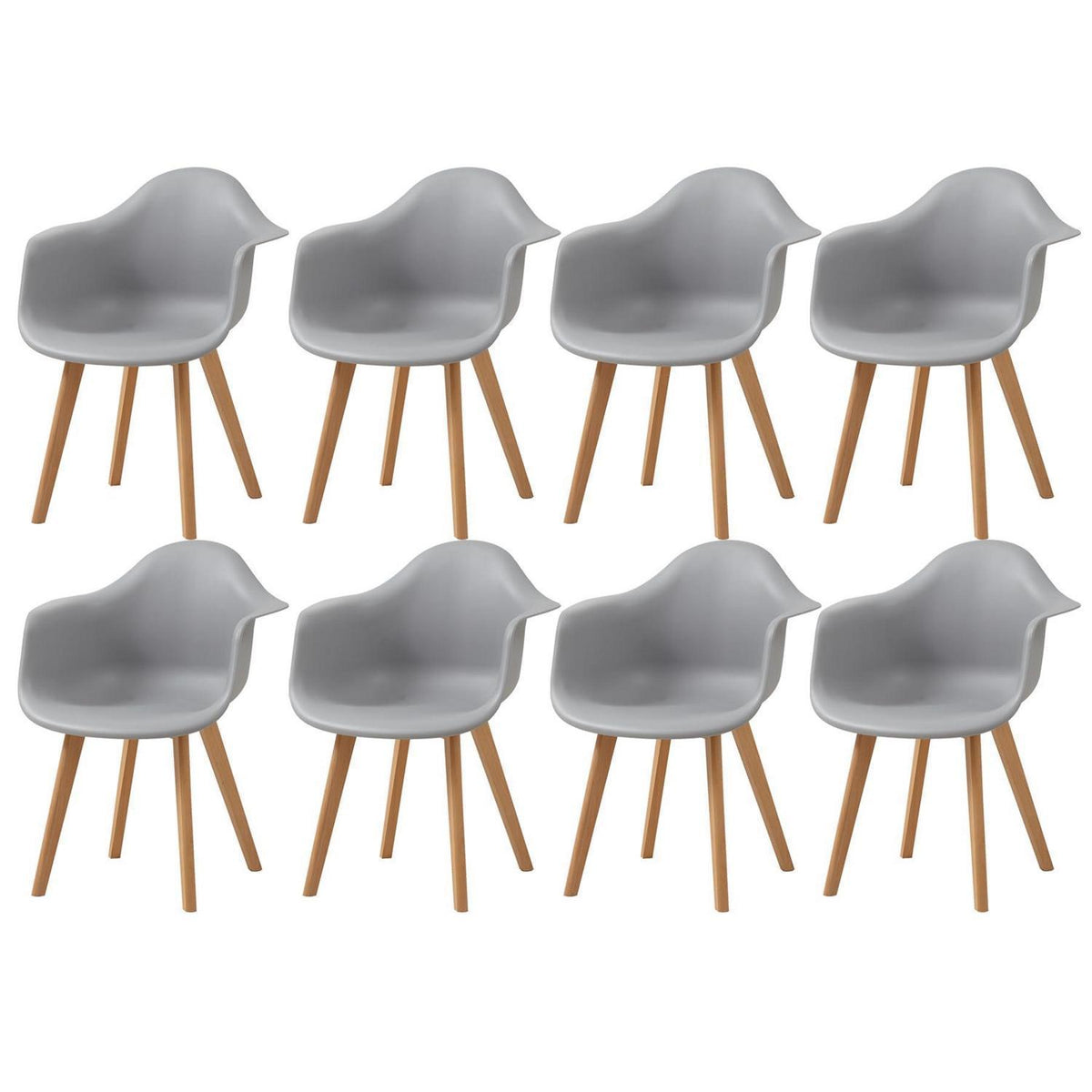 Esszimmerstühle Set 8 – Moderne Armlehnstühle Grau