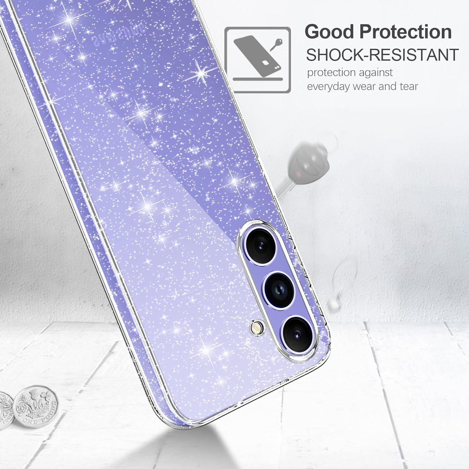 Klar Glitzer Handyhülle Samsung Galaxy A54 5G mit Schutzfolie