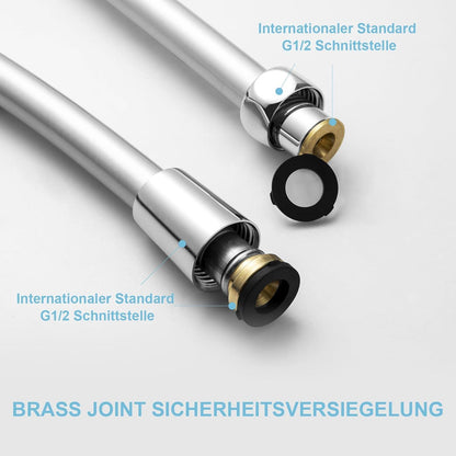 Brauseschlauch PVC Duschschlauch 3,5m Hochdruck Silberfarben
