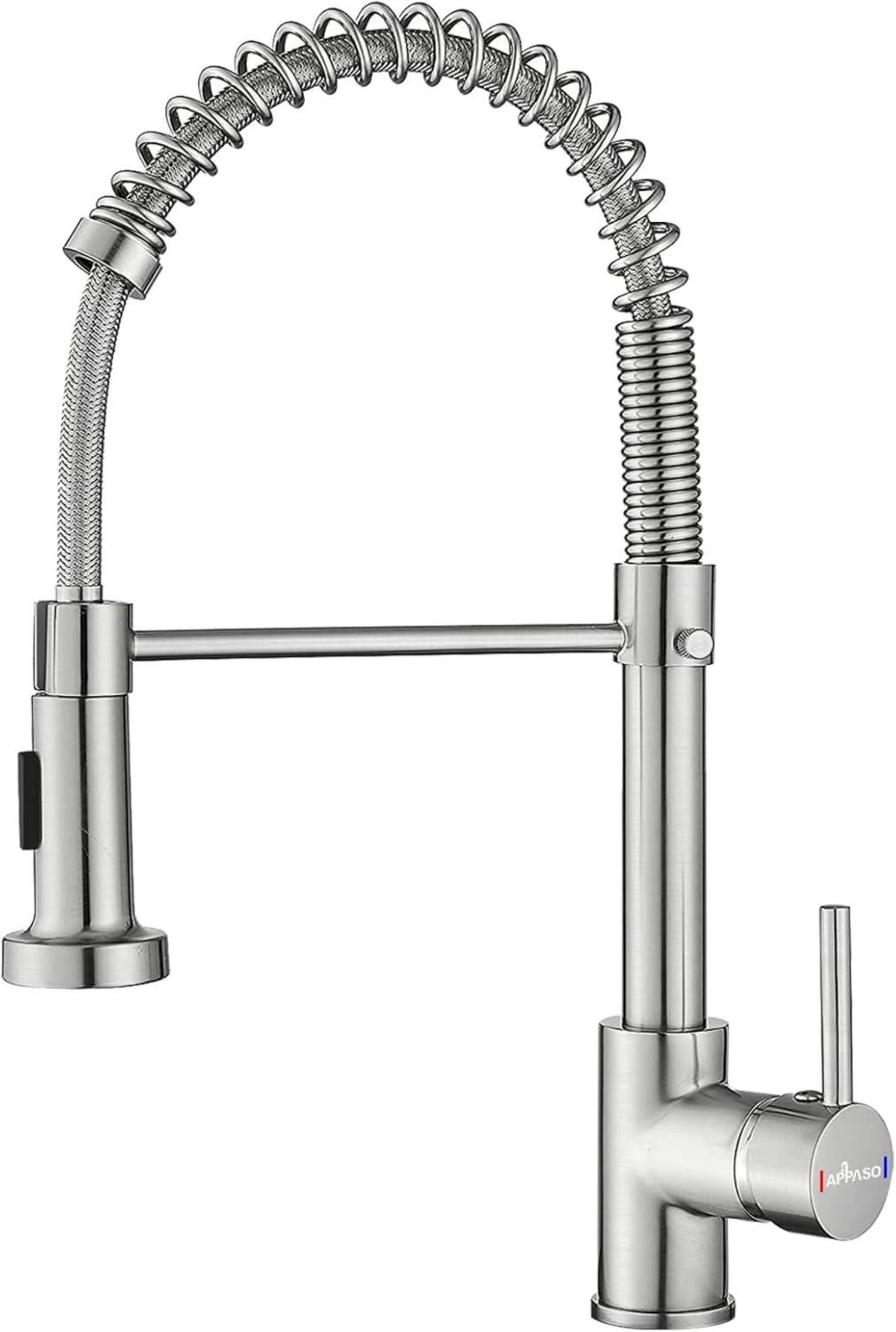 Moderne Edelstahl Küchenarmatur mit Brause - Hochdruck 360° Drehbar