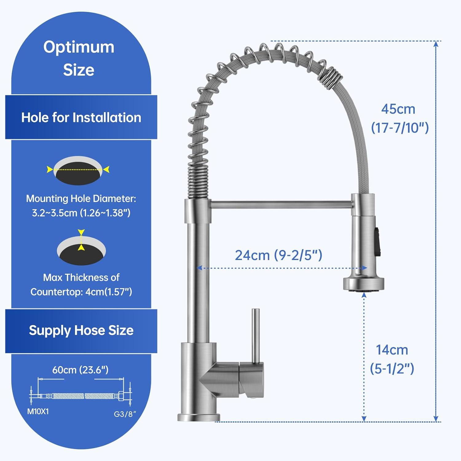 Wasserhahn Küche Hochdruck mit Herunterziehen Brause 2 Strahlarten