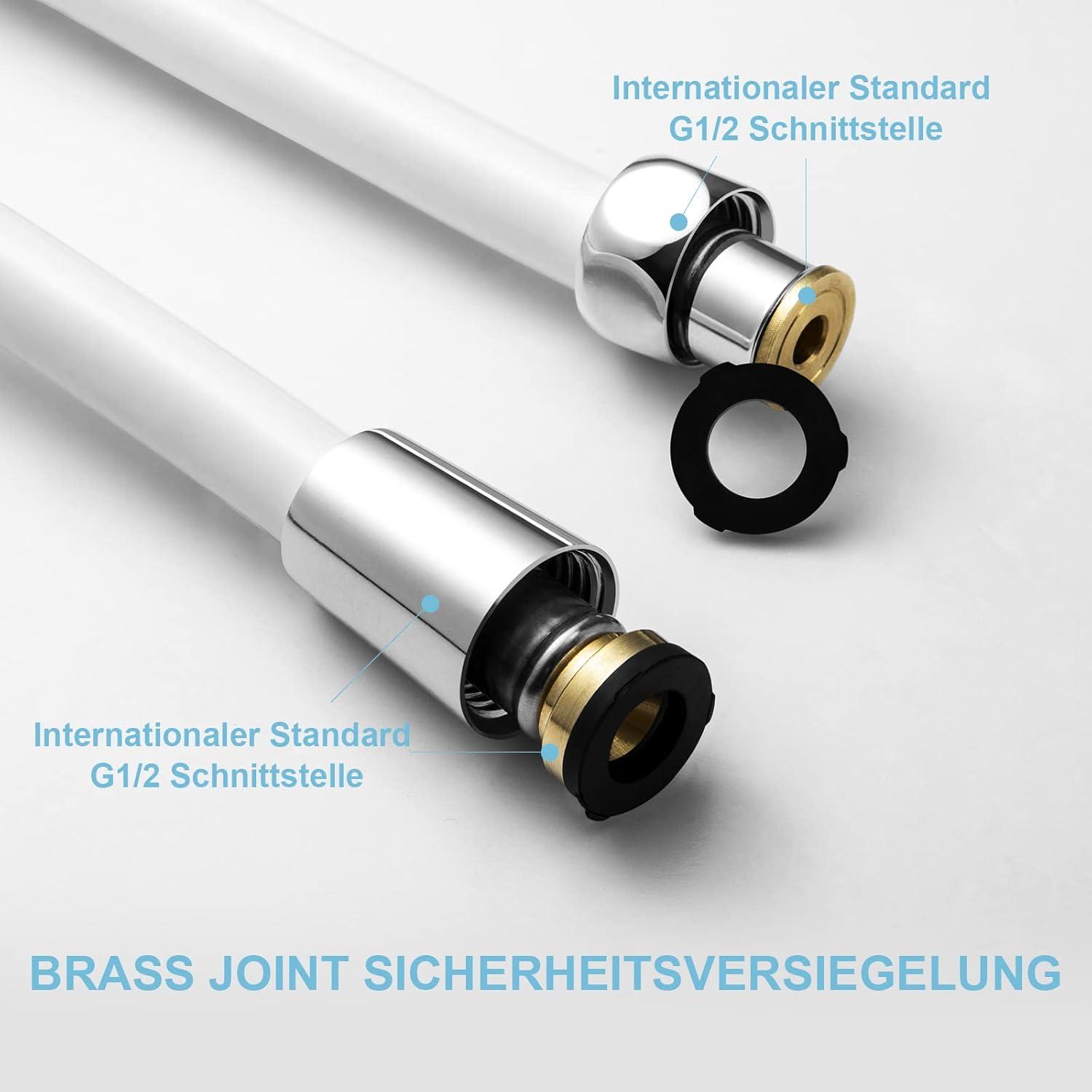 Brauseschlauch 2,5m PVC Duschschlauch Hochdruck weiß flexibel