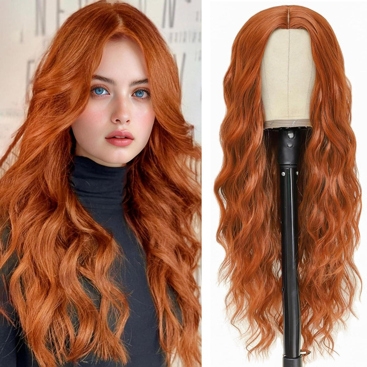 Lange rote Lockenperücke Damen – Cosplay & Halloween 28 Zoll