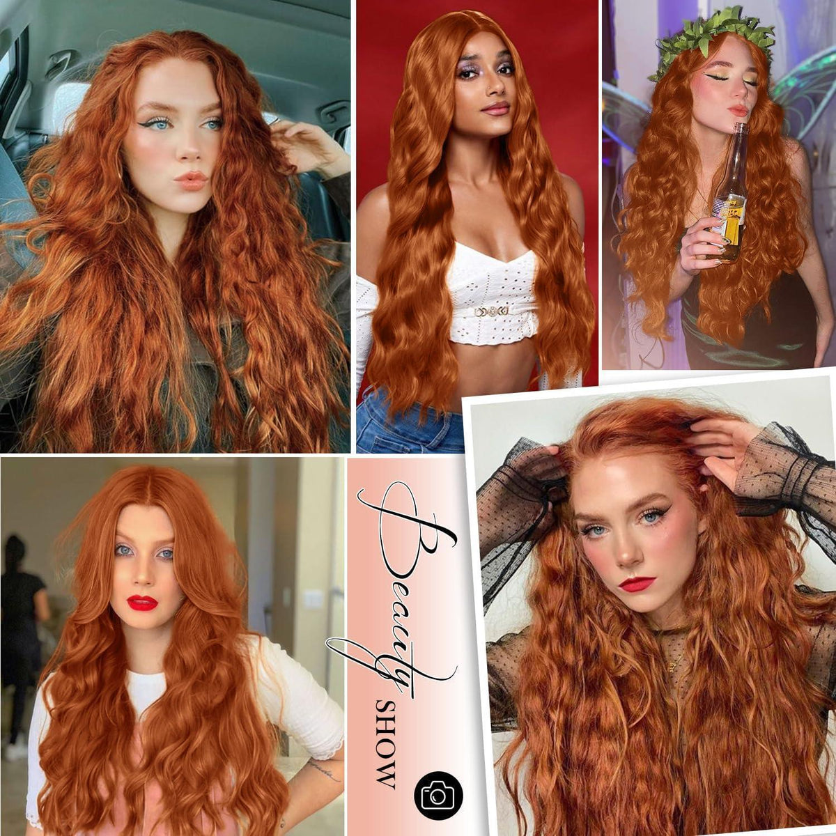 Lange rote Lockenperücke Damen – Cosplay & Halloween 28 Zoll