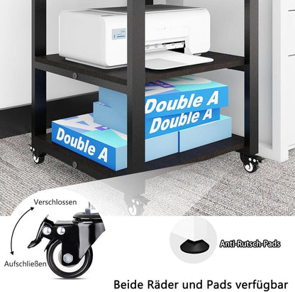 PUNCIA 3-Ebenen Druckertisch Universalrollen Druckerwagen Schwarz 50x50x50cm
