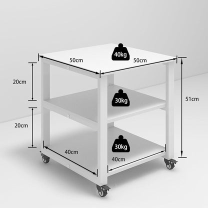 PUNCIA Druckertisch 3-Etagen Holz Metall Universalrollen