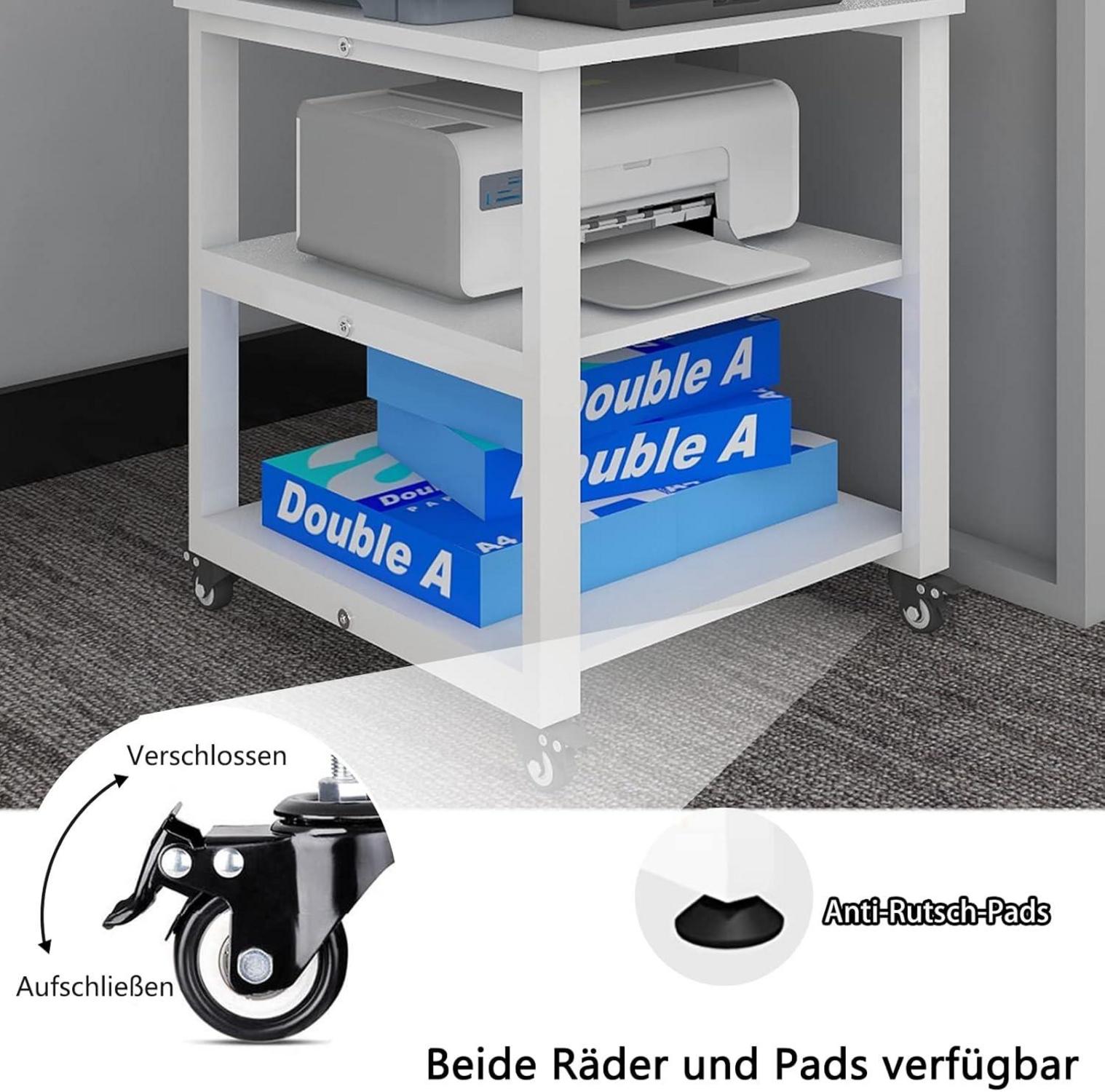 PUNCIA Druckertisch Universalrollen Holz Metall Druckerständer 70kg belastbar Büro Zuhause