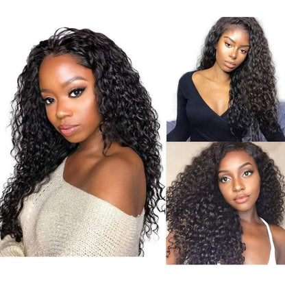 Lockige Schwarz Lace Front Perücke – Synthetisch & Hitzebeständig 26 Zoll