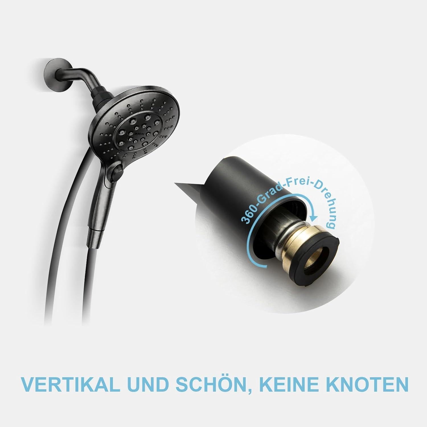 Hochwertiger PVC Brauseschlauch 1,5m mattschwarz - Universal