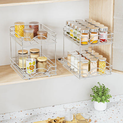 Gewürzregal Organizer Schrank Metall Herausschieben 2 Tier Waschbecken