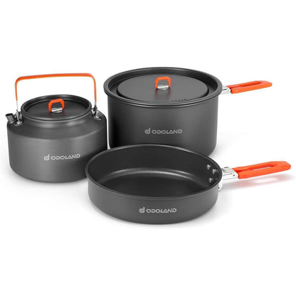 Odoland Camping Kochgeschirr Set Outdoor für 1-2 Personen