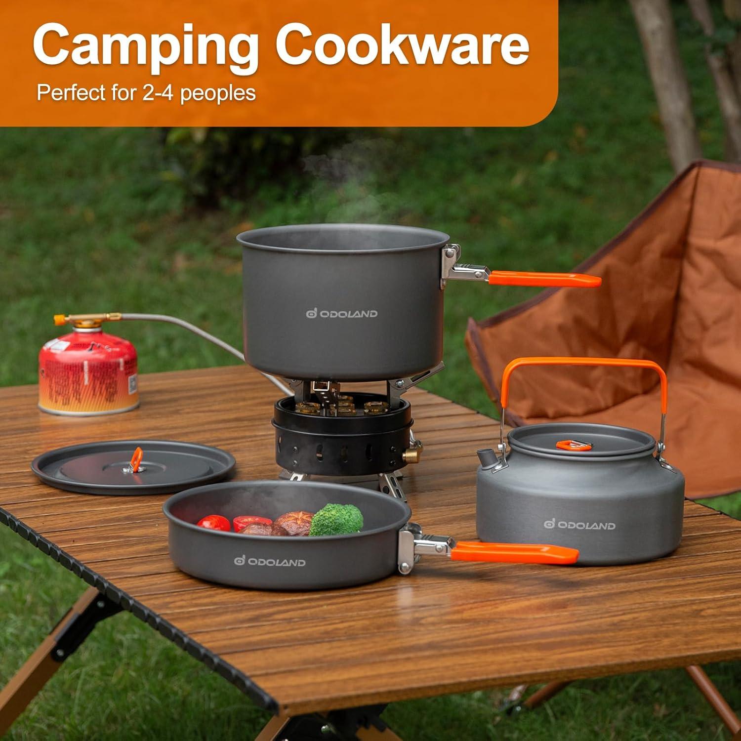 Campinggeschirr Set Outdoor Kochset mit Topf und Bratpfanne