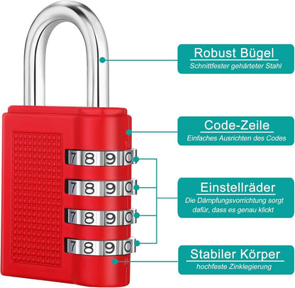 Zahlenschloss 4-stellig, Wetterfest für Fitnessstudio