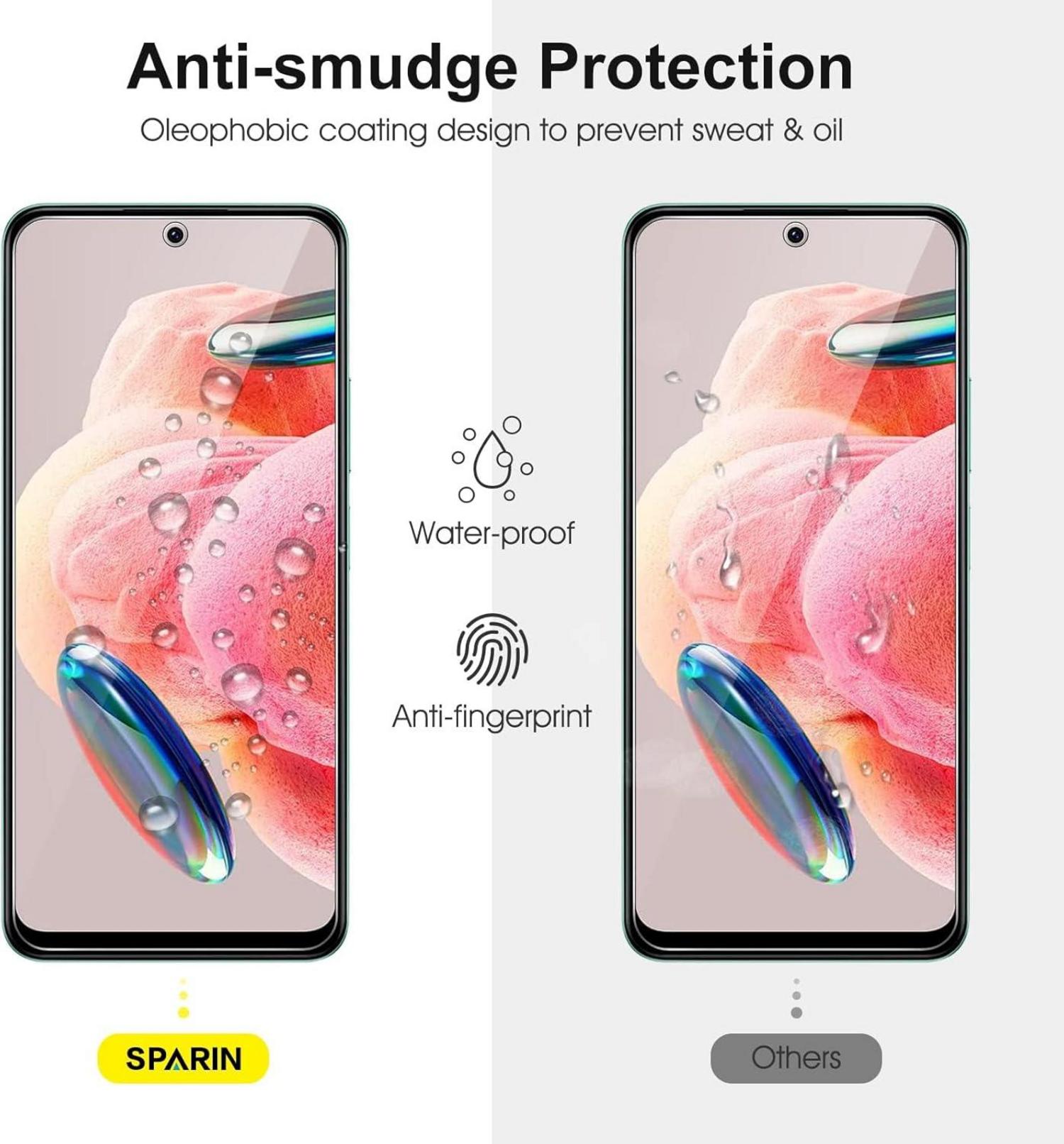 Panzer Schutz Glas für Redmi Note 12, 2 Stück Folie + Kameraschutz