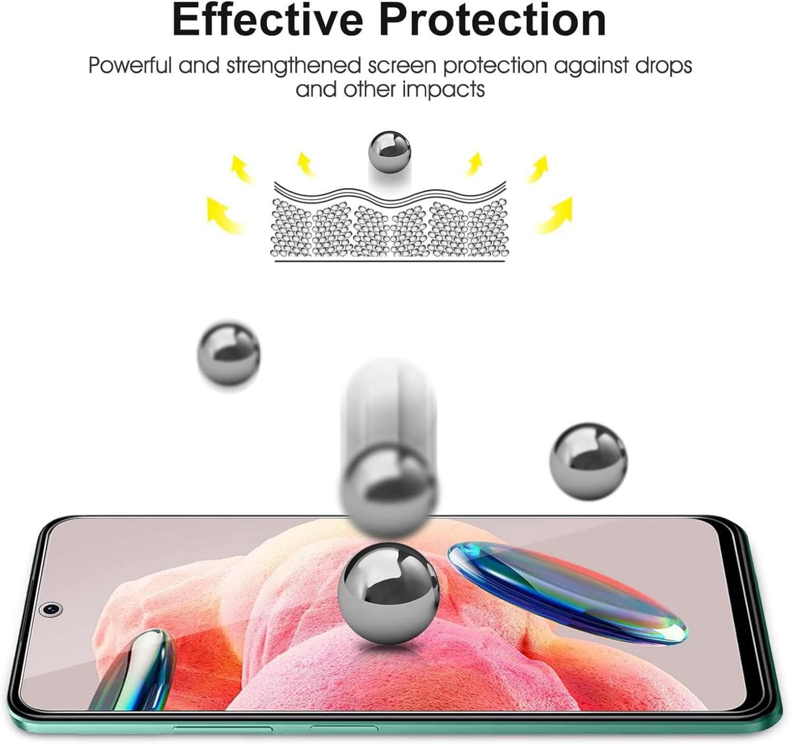 Panzer Schutz Glas für Redmi Note 12, 2 Stück Folie + Kameraschutz