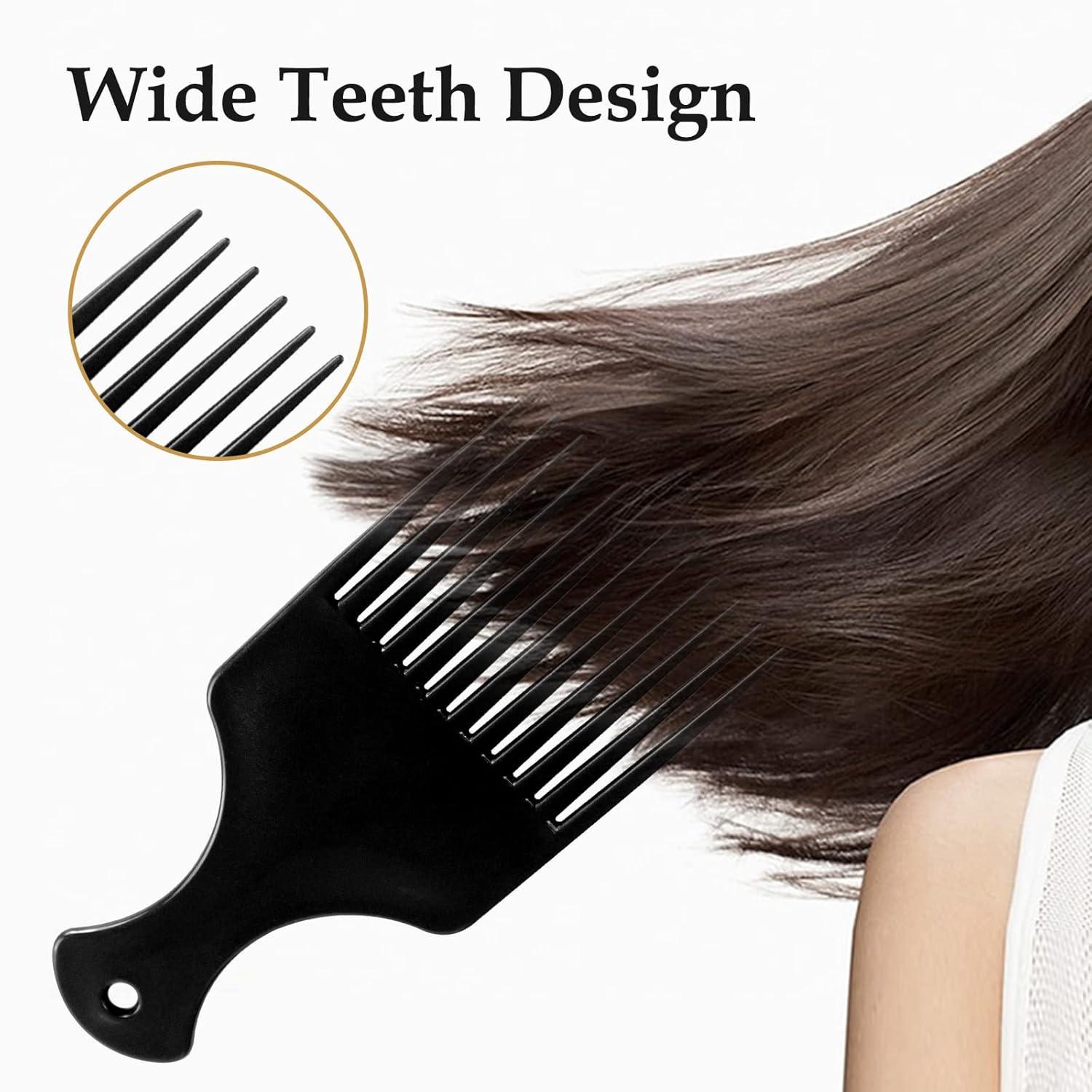 Lockenkamm Afro Haar Kamm Set, Breite Zähne, Schwarz - 2 Stück
