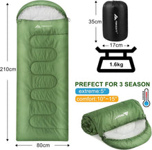 Forceatt Schlafsack 4 Jahreszeiten 210x80cm 1.6KG Grün