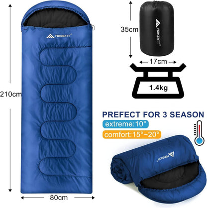 Forceatt Schlafsack 3/4 Jahreszeiten kleines Packmaß Camping