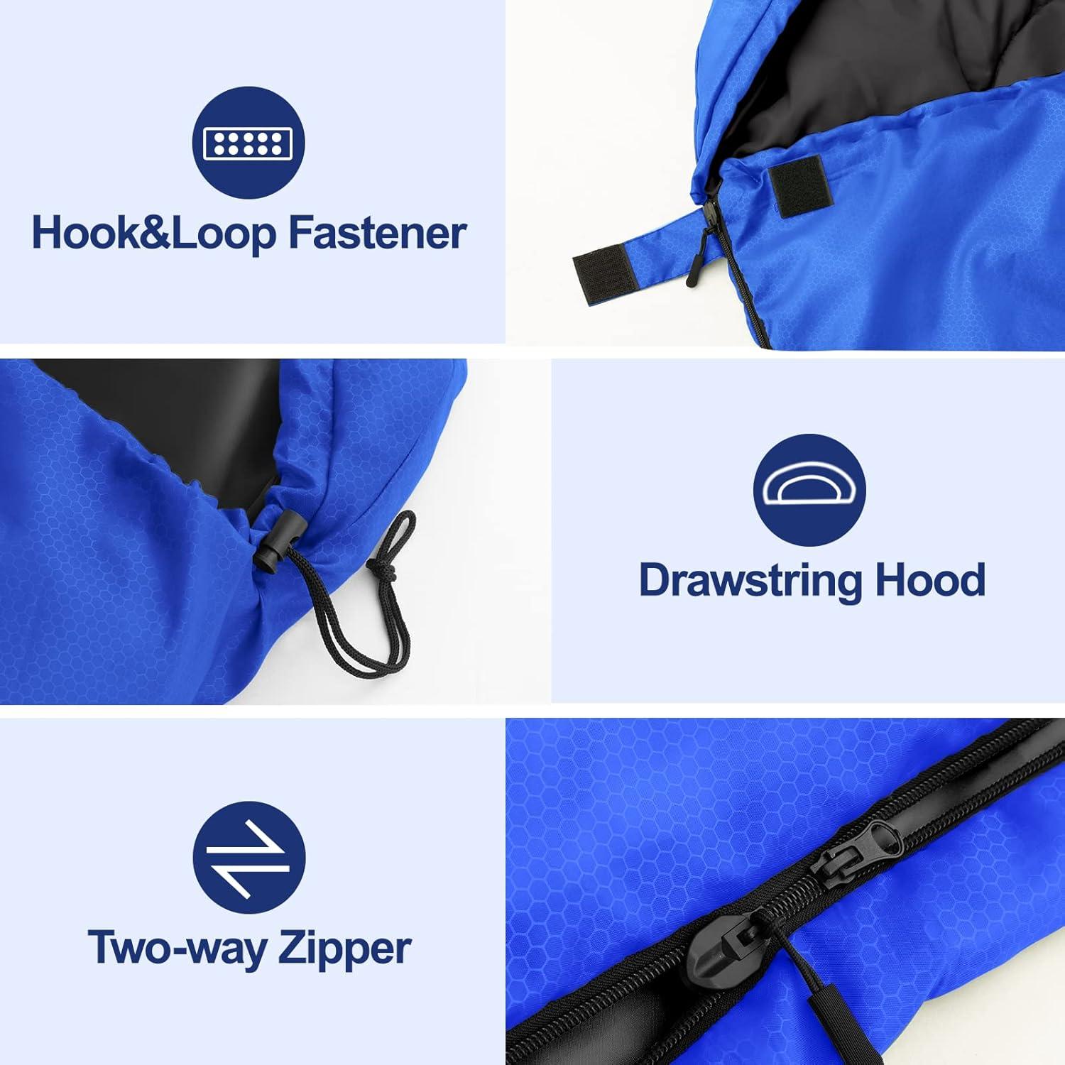 Forceatt Schlafsack 4 Jahreszeiten Camping Blau 1.6KG