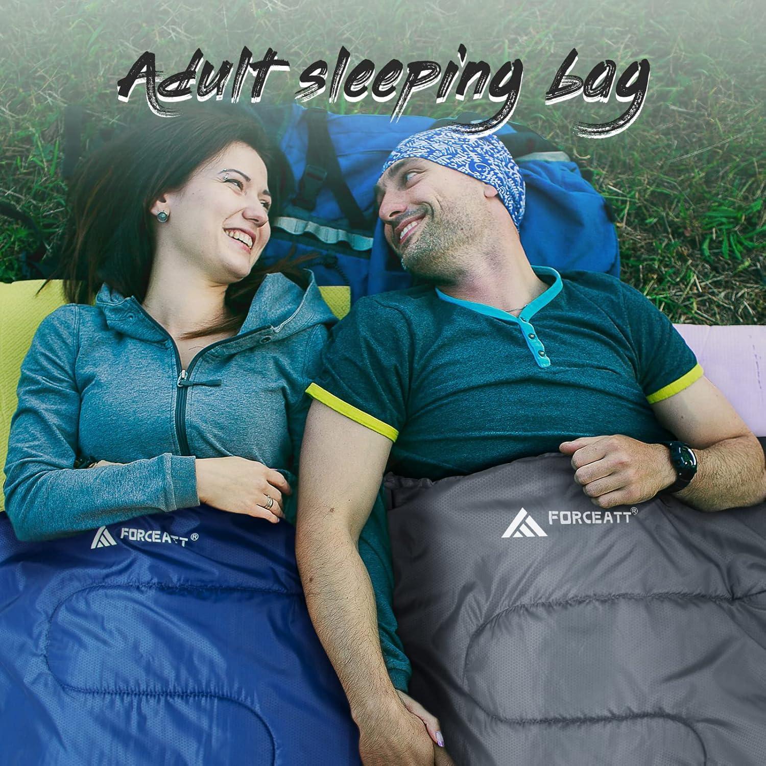 Forceatt Schlafsack 3/4 Jahreszeiten Deckenschlafsack 1.6KG Grau