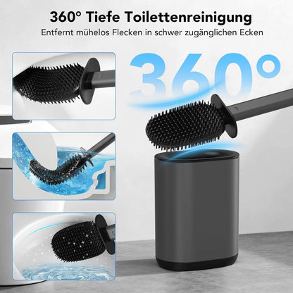 Silikon Toilettenbürste Set mit Halter – Grau