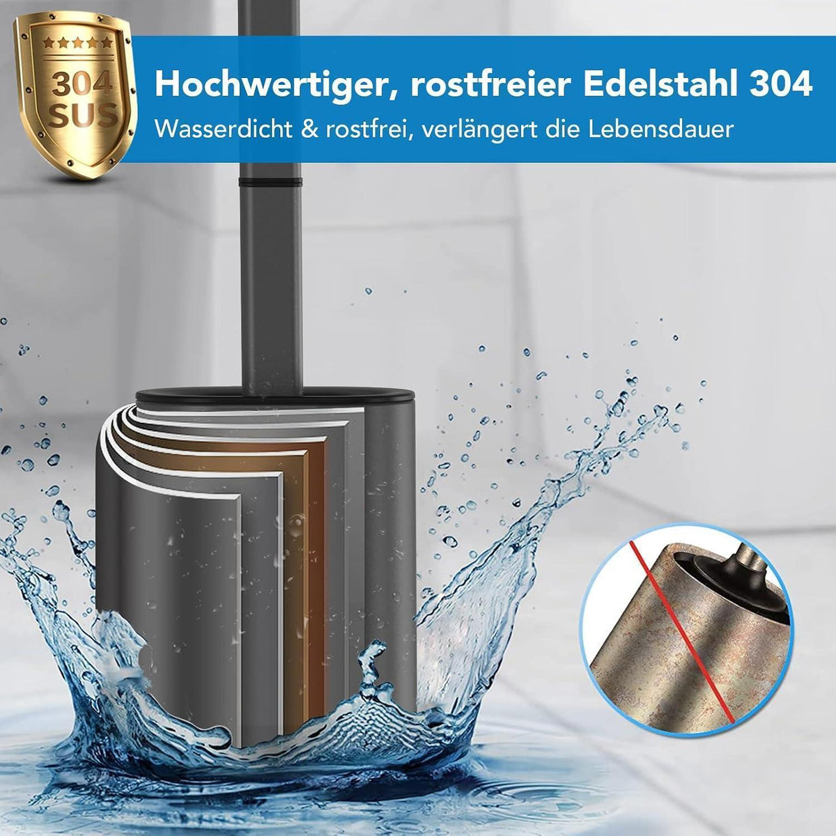 Silikon Toilettenbürste Set mit Halter – Grau