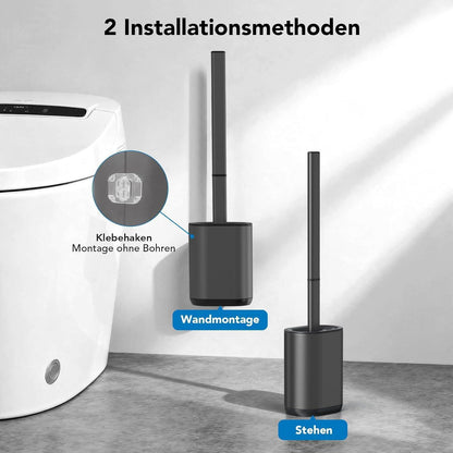 Silikon Toilettenbürste Set mit Halter – Grau