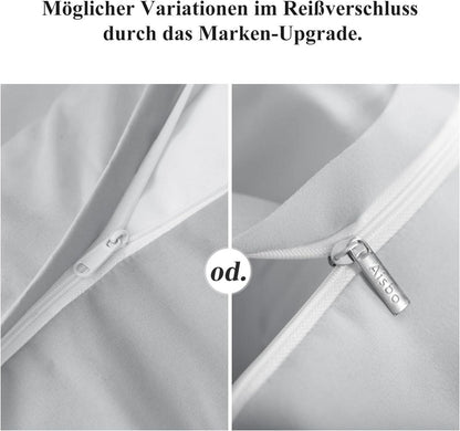 Bettwäsche Set 135x200cm Hellgrau 4tlg Mikrofaser Bügelfrei