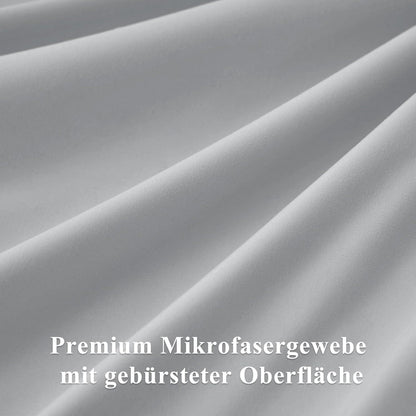 Bettwäsche Set 135x200 Mikrofaser 4tlg Hellgrau Reißverschluss