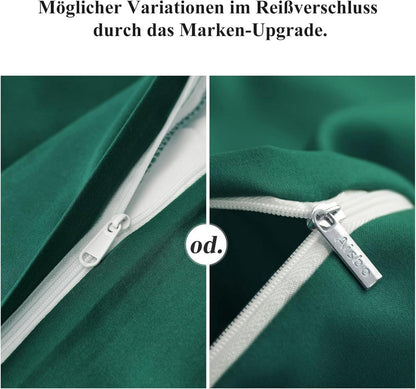 Aisbo Kissenbezug 80x80 Grün 2er Set Mikrofaser Reißverschluss