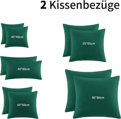 Kissenbezug 80x80 Grün 2er Set Mikrofaser Reißverschluss Weich