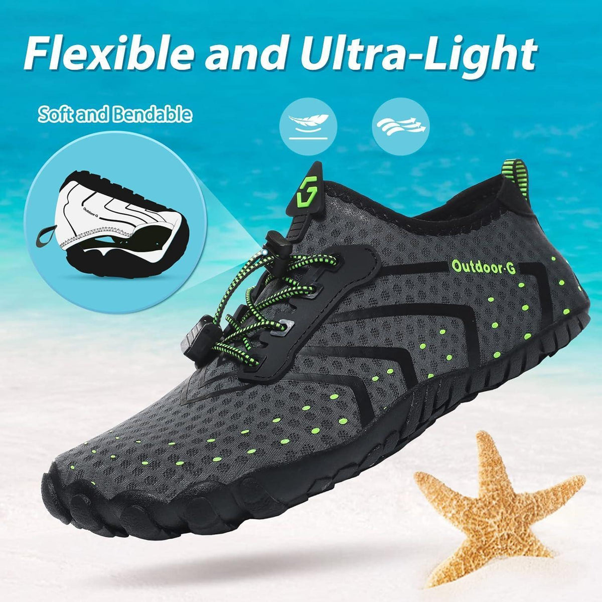 Aqua Schuhe Damen Herren Schnell Trocknend Grau 36-46
