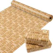 Geschenkpapier Happy Birthday Gold Kraftpapierrolle 15m