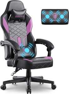 Ergonomischer Gaming Stuhl mit Federkissen 150KG Schwarz Lila