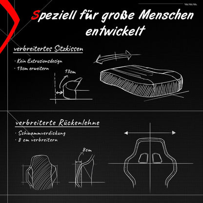 Gaming Stuhl mit Massagefunktion und breiter Rückenlehne Schwarz Grau