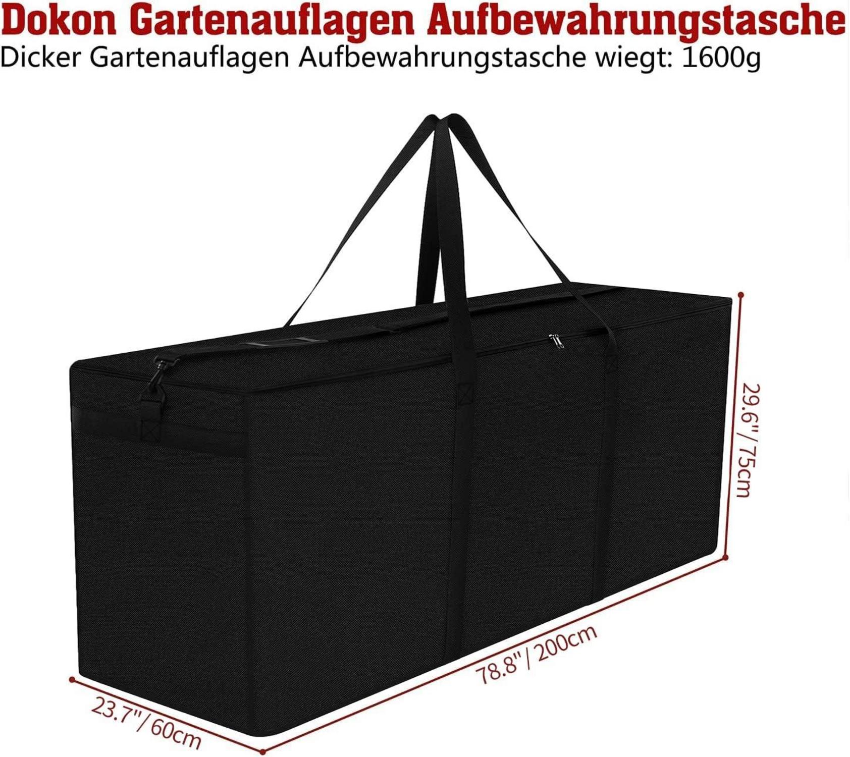 Dokon Auflagentasche 200x60x75cm Schwarz - Gartenauflagen