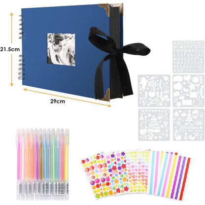 DIY Fotoalbum Scrapbook 80 Schwarze Seiten Blau Navy