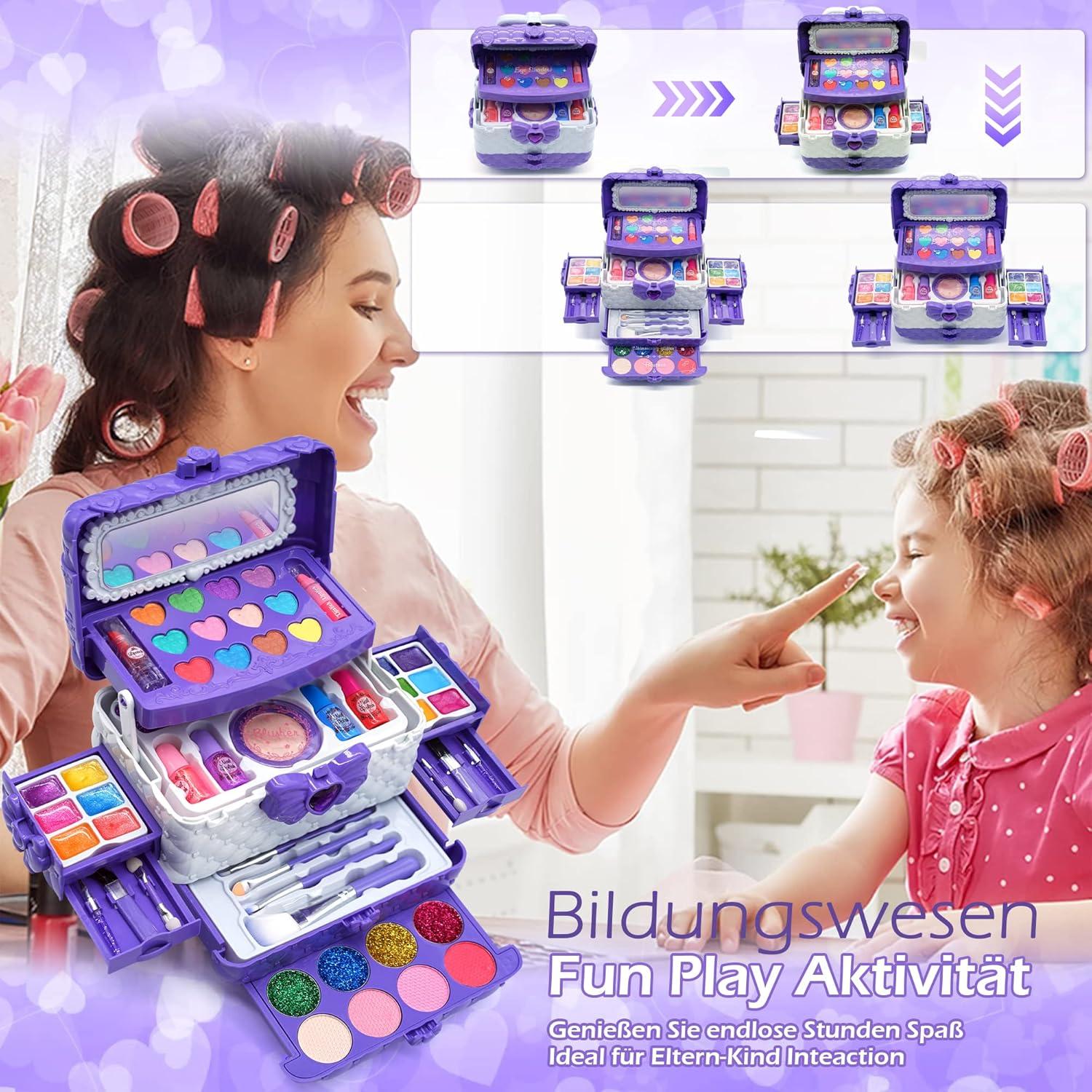 Kinderschminke Set Mädchen Make Up Schminkkoffer Spielzeug 4-12Jahre