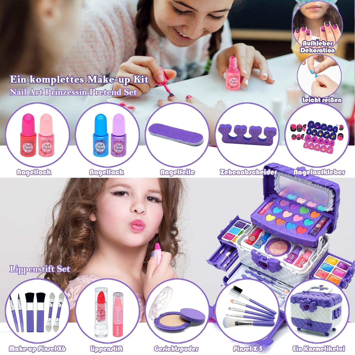 Kinderschminke Set Mädchen Make Up Schminkkoffer 57-teilig Purple
