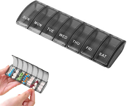 Tablettenbox 7 Tage Pillendose Tagemedikamentenbox Schwarz