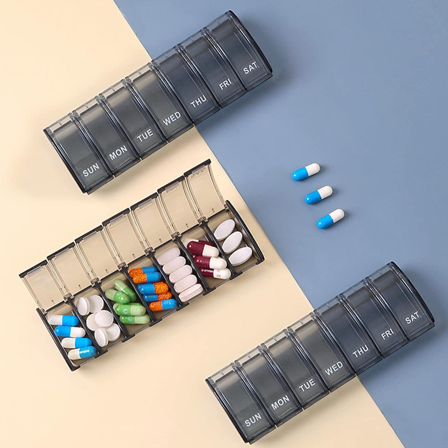 Pillendose 7 Tage Tablettenbox Vitamine Medikamente Schwarz